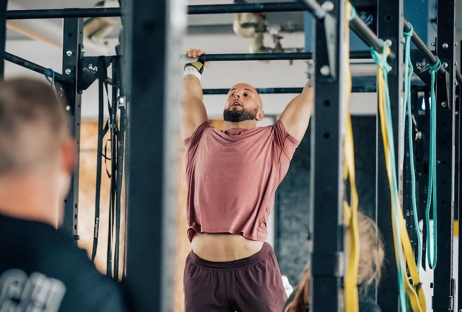 Athlete on a pull-up bar