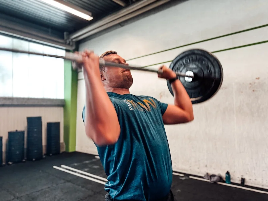 Athlete performing a push press