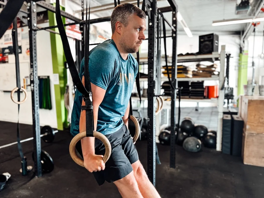 Athlete performing gymnastics exercises