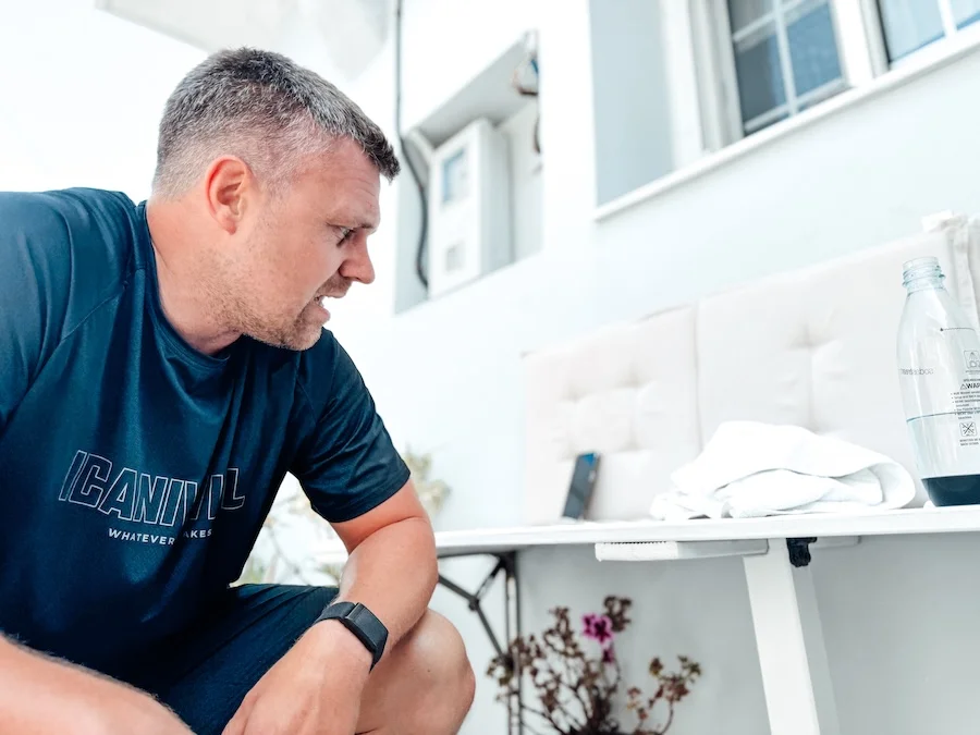 Athlete taking a deep breath