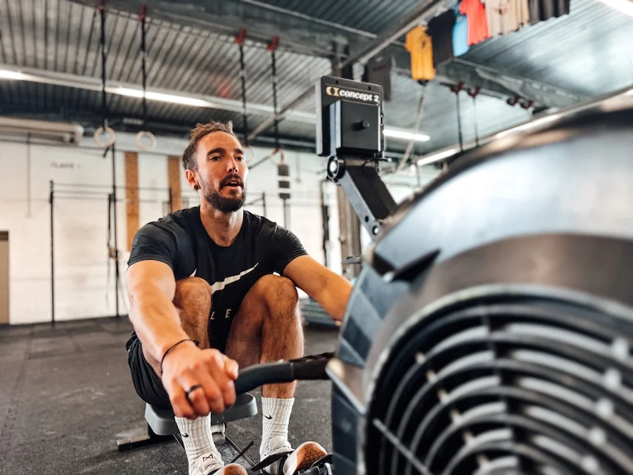 Athlete rowing