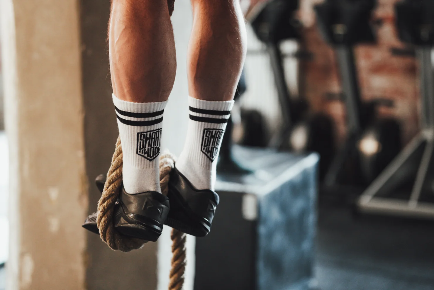 Athlete training on a rope