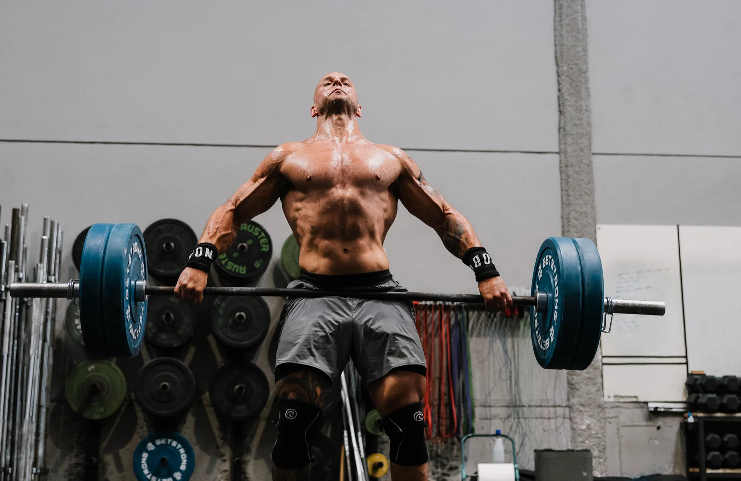 Athlete training with a barbell
