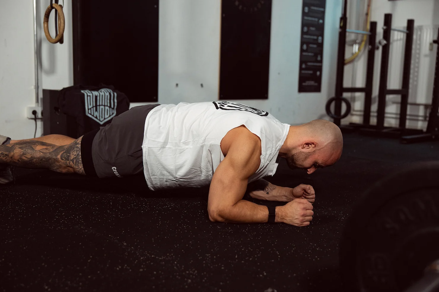 Athlete doing a plank