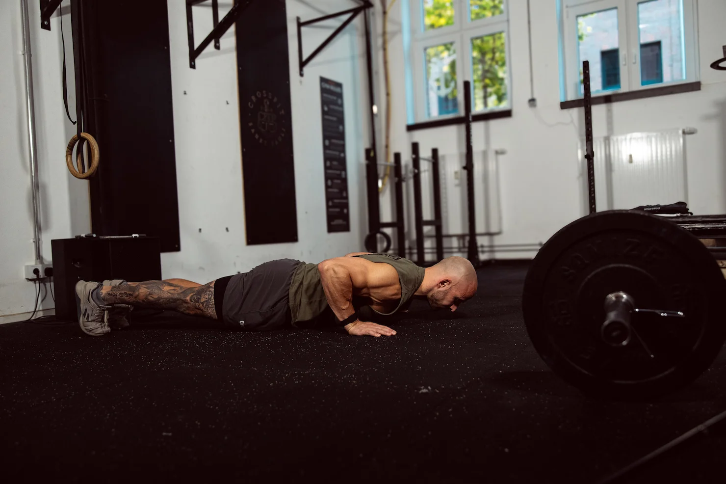 Athlete doing push-ups