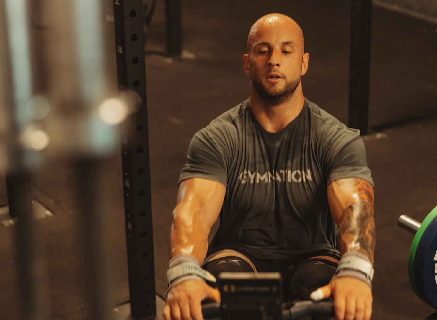 Athlete rowing