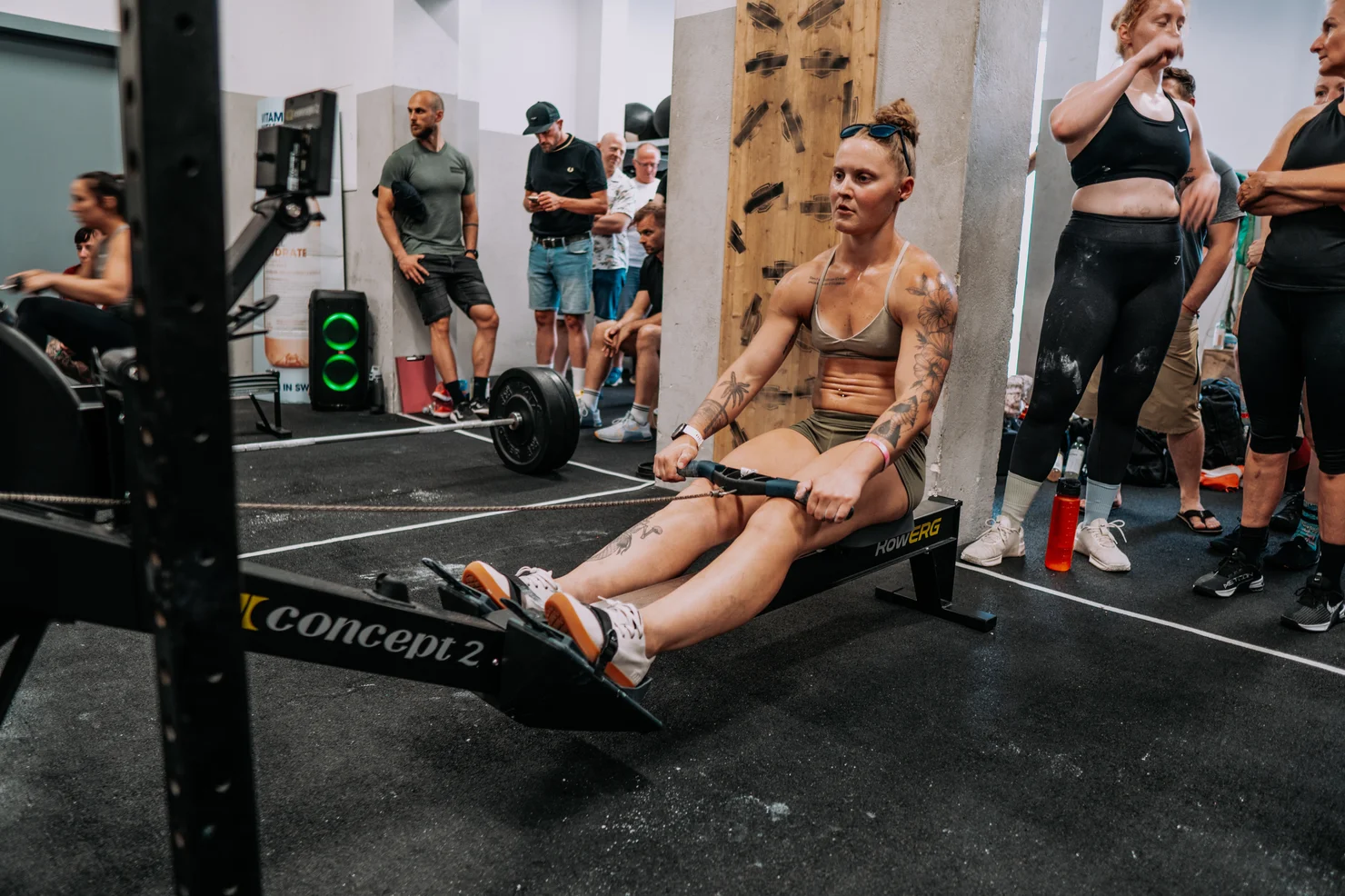 Female athlete on a rower