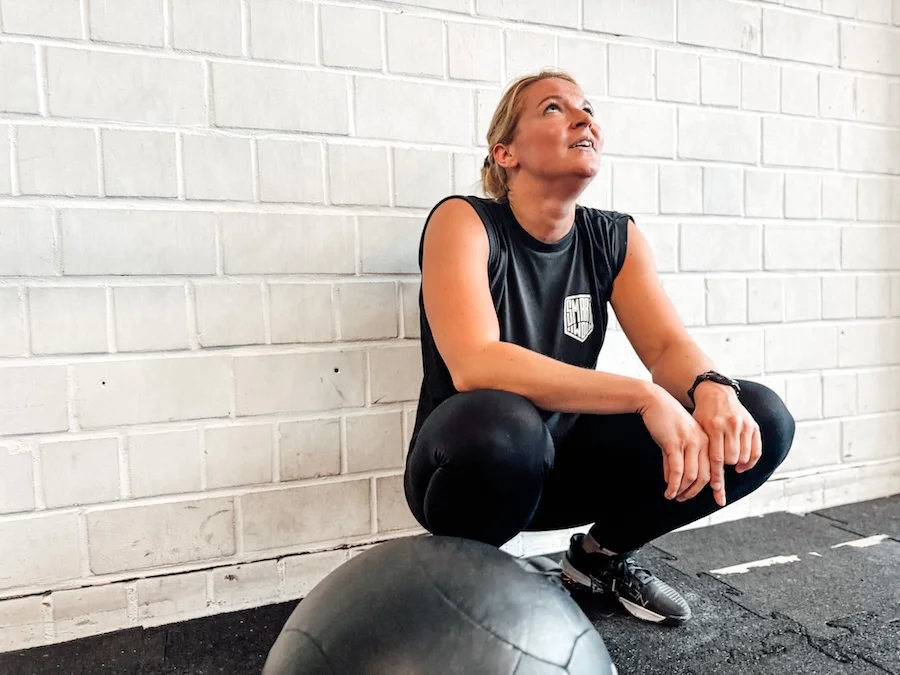 Athlete takes a break during training