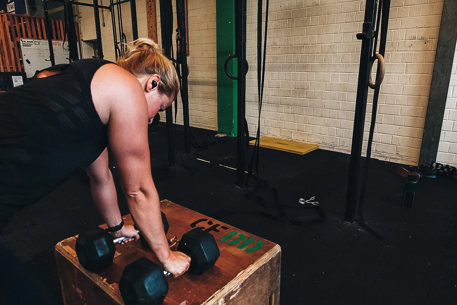 Athlete with dumbbells