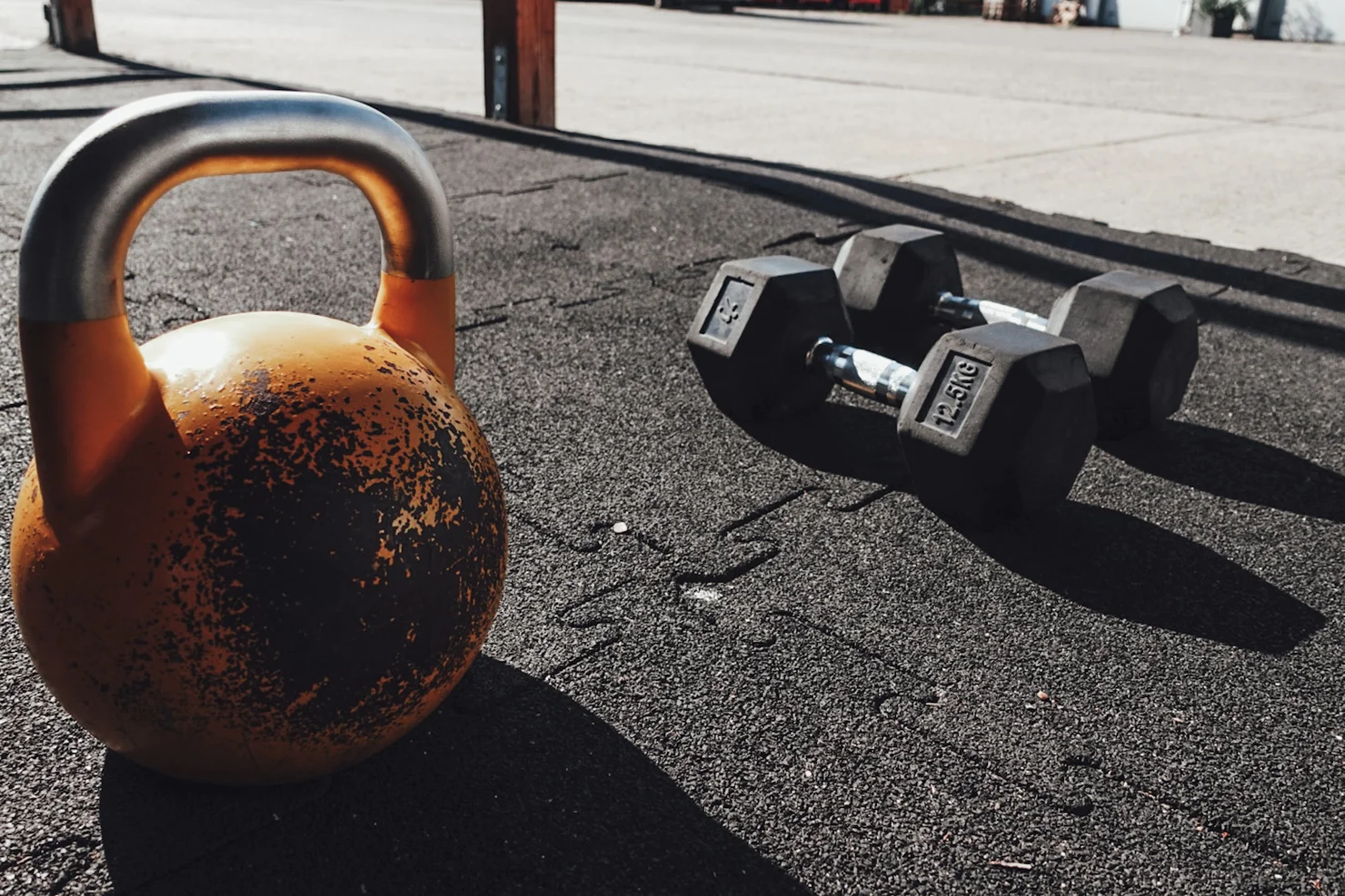 Kettlebell and dumbbells