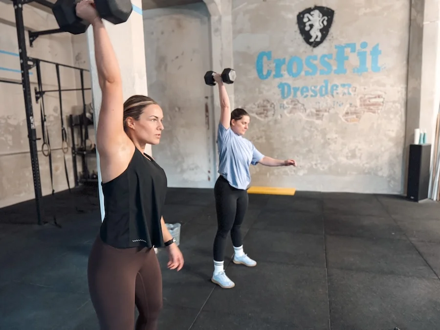 Two female athletes training