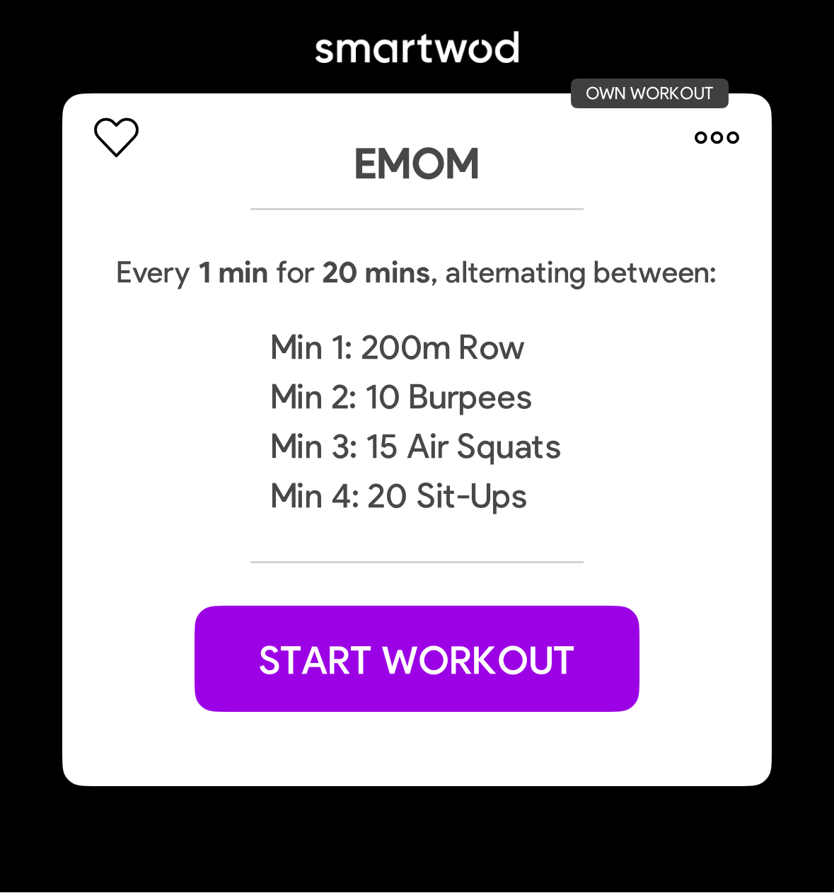 Workout im SmartWOD Workout Generator